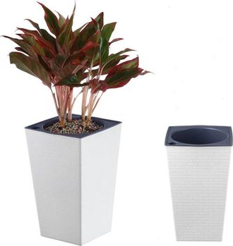 OEM Macetas Autorriego De 27,2 X 17,5 Cm Para Plantas De Interior, Macetas Blancas Con Autorriego, Macetas De Pl&aacute;stico Moradas, Macetas Cuadradas Con Patr