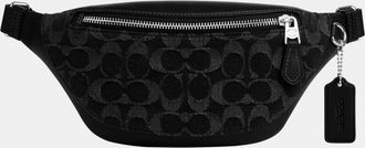 Coach Mens Warren Mini Belt Bag in Signature Denim - Black - One Size