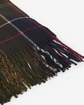Barbour Womens Scarf Stanway Tartan Multicolour Recycled Polyester Scarfs