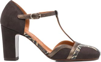 Chie Mihara 85 mm pumps met blokhak en T-bandje - Bruin