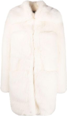 Dsquared2 faux-fur oversized coat - women - Cotton/Modacrylic/Polyester/Polyester/Other fibres/Wool - 40 - White