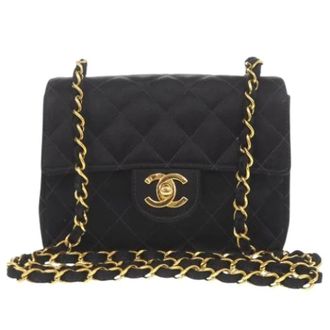 Chanel Pre-owned Satin Schoudertas - Dames - Pre-owned - Zwart - Maat: ONE Size Satijn