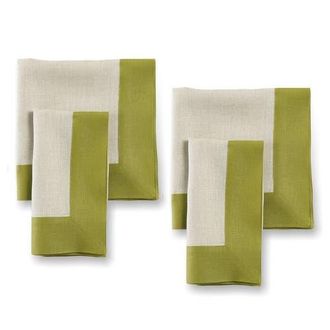 Solino Home Linen Dinner Napkins - Contempo, 20 x 20 in Avocado And Natural at Nordstrom, Size Large