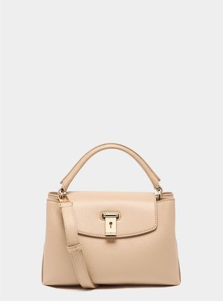 Bally Lock Me Small Top Handle Bag In Grained Leather in Sabbia 26+Y Gold at Nordstrom
