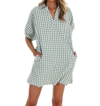 Entro So Much To Say Gingham Mini Dress In Matcha
