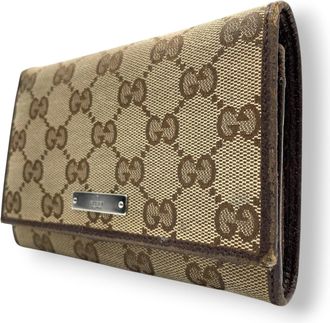 Gucci Beige Brown Dark Brown Gg Canvas Wallet (Bi-Fold) (Pre-Owned)