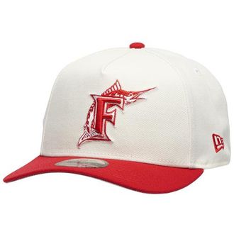 New Era Womens Miami Marlins Marlins 9Forty A-Frame Cap - Adult White/Scarlet