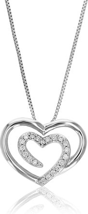 Vir Jewels 1/10 cttw Lab Grown Diamond Double Heart Pendant Necklace.925 Sterling Silver 1/2 Inch with 18 Inch Chain