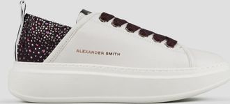 Alexander Smith Wembley Woman in white leather and rhinestones bordeaux heel