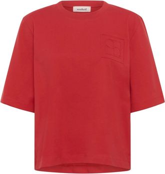 Soaked In Luxury Logo Tee Top in Salsa - Dames - T-shirts - Rood - L - Katoen - Tops
