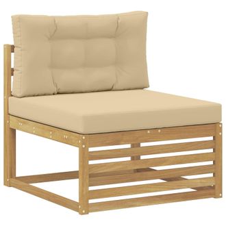 vidaXL Sof&aacute; Intermedio De Exterior Madera De Acacia S&oacute;lida Blanco Vidaxl