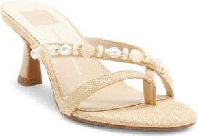 Dolce Vita Daisy Embellished Slide Sandal in Light Natural Raffia at Nordstrom Rack, Size 8.5