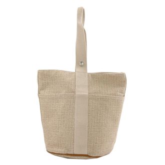 Herm&egrave;s Saxon Beige Canvas Tote Bag (Pre-Owned)