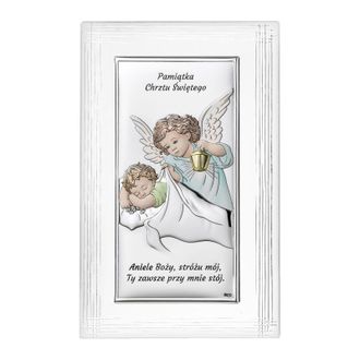 OEM Cuadro Plateado De Un &Aacute;ngel Con Una Linterna, Marco Decorativo, Colorido, Recuerdo Del Santo Bautismo Ds01f-c 8 X 13 Cm