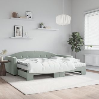 vidaXL Vidaxl - Sof&aacute; Cama Nido Con Colch&oacute;n Terciopelo Gris Claro 90x190 Cm