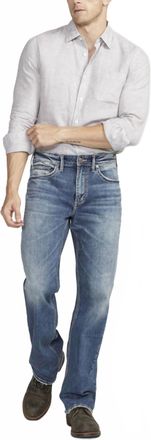 Silver Jeans Co Zac Relaxed Fit Straight Leg Jeans In Medium Indigo Wash