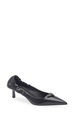 Prada Triangle Logo Pointed Toe Pump in Black at Nordstrom, Size 10.5Us