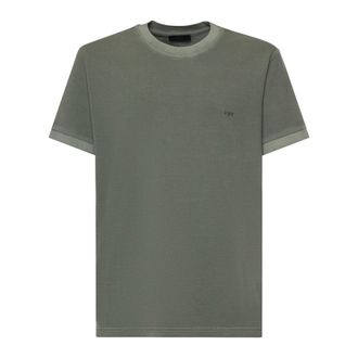 Fay T-Shirts, male, Green, Size: 2XL Piquet Crewneck T-shirt