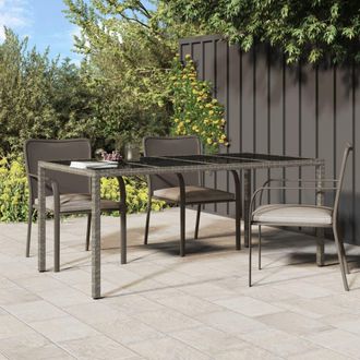 vidaXL Mesa Jard&iacute;n Vidrio Templado Rat&aacute;n Sint&eacute;tico Gris 190x90x75 Cm Vidaxl