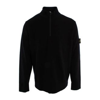 Stone Island Half-Zip Turtleneck Sweater - Heren - Coltruien - Blauw - 2XL - Wol - Truien & Vesten
