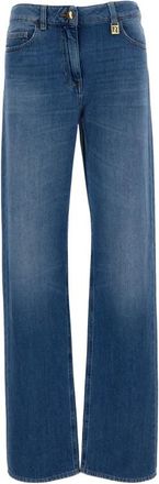 Elisabetta Franchi Palazzo Jeans met Logo Detail - Dames - Loose Fit Jeans - Blauw - W26 - Katoen - Jeans