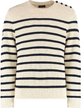 Polo Ralph Lauren Button Embellished Striped Sweater, Size Large
