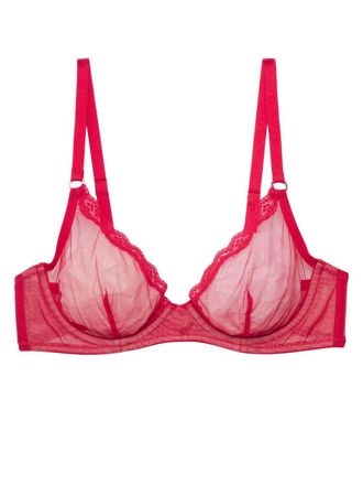 Fleur du Mal sheer tulle demi bra - Red
