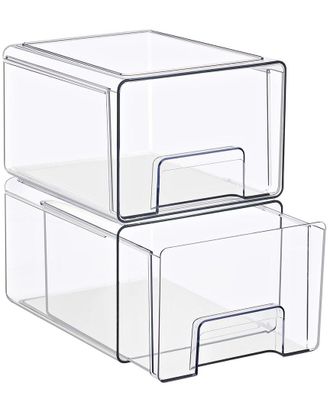 Sorbus 2Pc Clear Stackable Storage Drawers