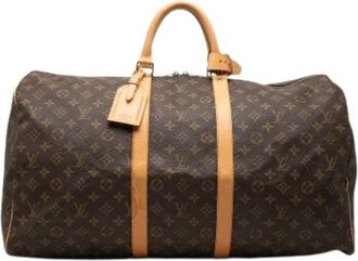 Louis Vuitton Pre-owned Keepall 55 - Dames - Vintage Weekendtas - Bruin - ONE Size - Leer - Vintage
