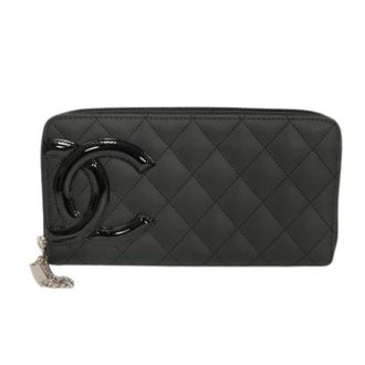 Chanel Pre-owned Matelasse Soft Calfskin Patent Leather Long Zip Wallet - - Pre-owned - Donna - Nero - ONE SIZE