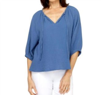 Elliott Lauren Gauze Top In Chambray