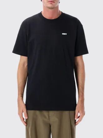 Obey T-shirt in cotone a girocollo con stampa Skull e logo a contrasto