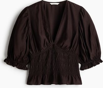 H&M Bluse mit geraffter Taille - Brown