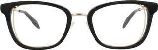 Alexander McQueen 51mm Square Optical Glasses in Black Gold Transparent at Nordstrom Rack