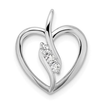 Diamond2Deal 14K White Gold Lab Grown Diamond Open Heart Pendant (0.09ct, VS, G-H)