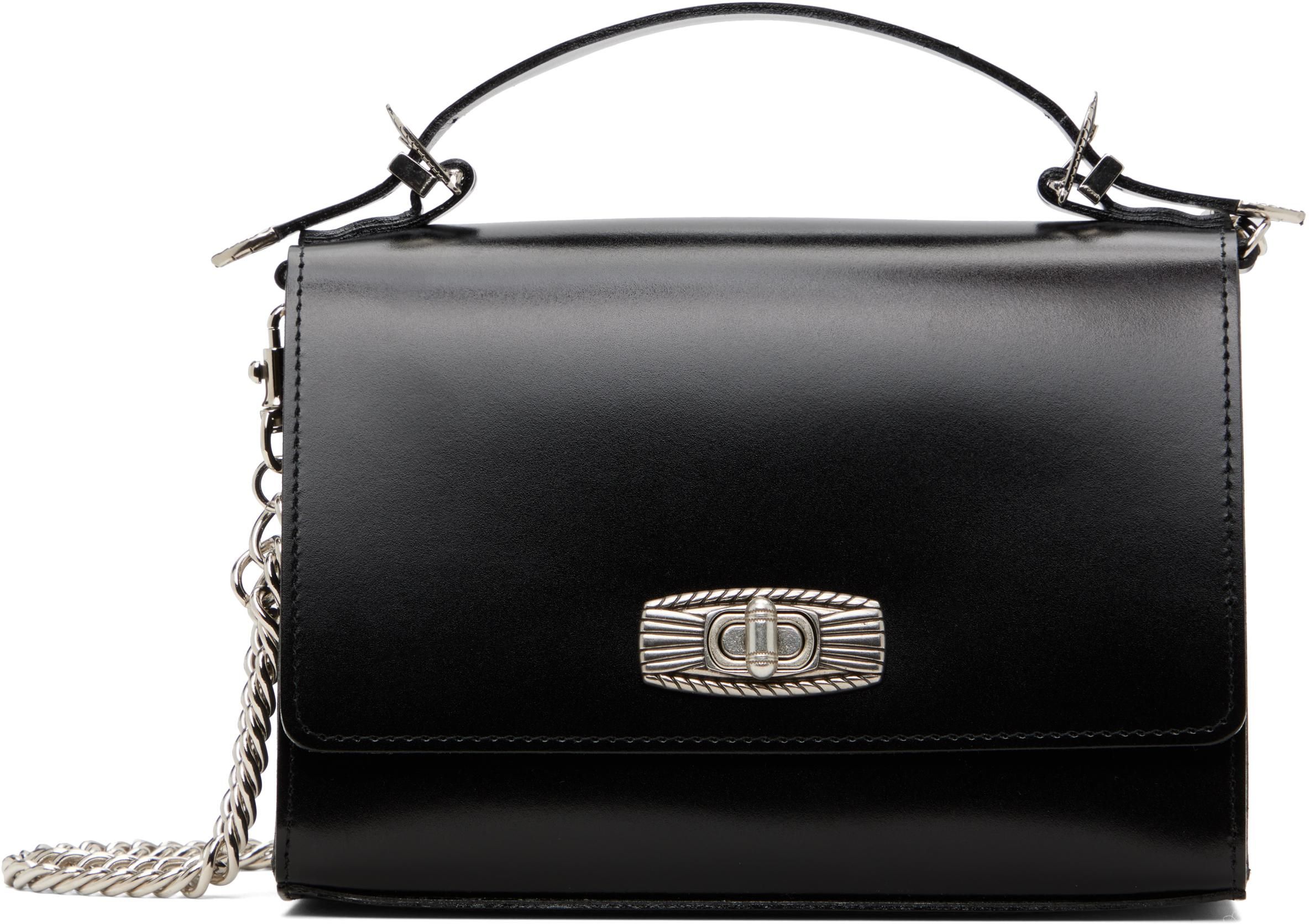 【TOGA】LEATHER RIBBON BAG Black Leather Ribbon Bag by Toga Pulla on Sale