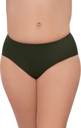 Aqua Green Plus Size Mid Rise Tummy Control Swim Brief in Malachite at Nordstrom, Size 1 X