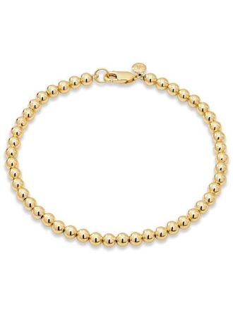 Devata 4mm Beaded Ball Chain Bracelet in Gold Plated Sterling Silver in Yellow Gold at Nordstrom, Size 7.5
