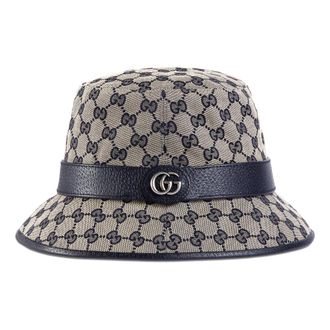 GUCCI グッチ GG Logo Oversized Bucket Hat Gucci GG Monogram Leather Oversized Bucket Hat w/ Tags XS sz