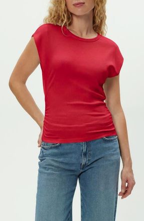 Michael Stars Joni Power Shoulder Rib Top in Lacquer at Nordstrom, Size X-Small