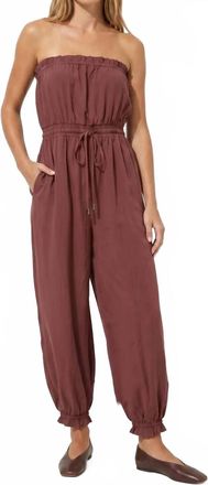 Naked Zebra Womens Strapless Balloon Leg Jumpsuit In Red