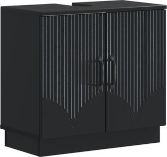 vidaXL Mueble De Lavabo Para Ba&ntilde;o Hoorn Negro 59,5 X 31,5 X 56 Cm Vidaxl