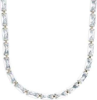 Sterling Forever Modernist Baguette Tennis Necklace in Silver at Nordstrom