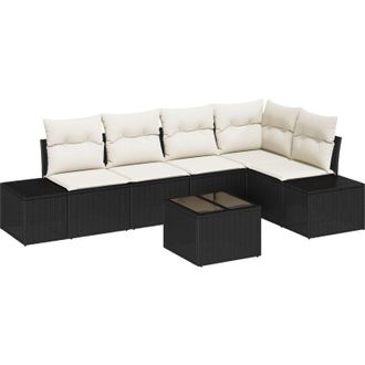 vidaXL Vidaxl - Conjunto De Sof&aacute; De Jard&iacute;n Con Coj&iacute;n 6 Pcs Marr&oacute;n, Crema
