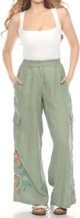 Johnny Was Drawstring Hem Cargo Pant Marisol In Hedge Green