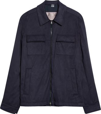 Herno Suede Effect Zip Jacket in 9209 Blu Avio at Nordstrom, Size 56