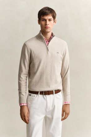 GANT Men Classic Cotton Half-Zip Sweater (XXXL) OAT MELANGE