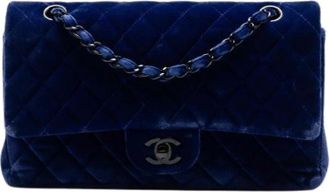 Chanel Pre-owned Vintage Double Flap Shoulder Bag - Dames - Vintage Schoudertas - Blauw - ONE Size - Leer - Vintage