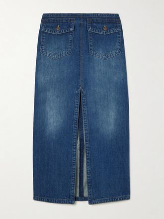 Chlo&eacute; Gonna Midi In Denim Biologico - Blu