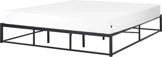 Beliani Letto Moderno Industriale In Metallo Ue Matrimoniale A Doghe Incorporate Senza Poggiatesta 180 X 200 Cm Nero Viry